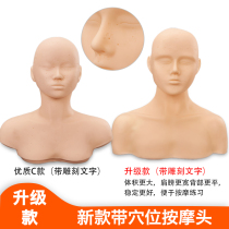 Skin management head model beauty salon learning hand practice method face acupressure dummy bald head model with shoulder