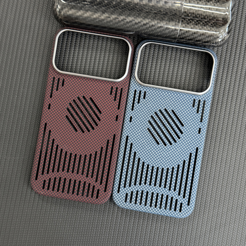 Suitable for Apple Iphone18Pro17Max Carbon Fiber Kevlar Hollow Frameless Mobile Phone Case Ultra-Thin Full-Cover Aramid 600D Fine-Grained Anti-Fall Anti-Slip Half-Cover Magnetic Hard Protective Case
