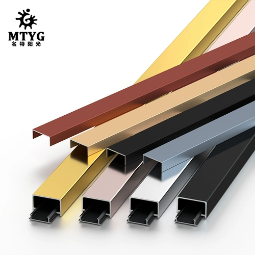 Декоративная линия из черного титанового сплава, металлическая декоративная полоса из нержавеющей стали, U-образная канавка из алюминиевого сплава, фоновая стена для подвесного потолка, U-образная кромочная полоса.