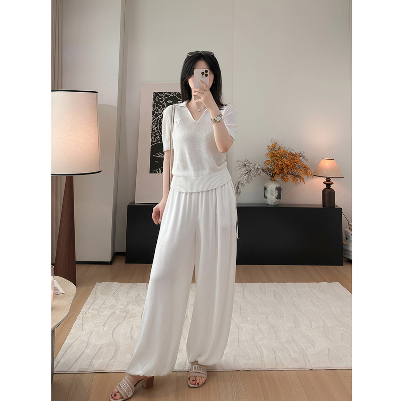 Zz Xinyuehu~ Draped Cool-Feeling Lantern Pants, White High-Waisted Jogger Casual Pants for Women, Loose Wide-Leg Long Pants Zz Xinyuehu~ Draped Cool-Feeling Lantern Pants, White High-Waisted Jogger Casual Pants for Women, Loose Wide-Leg Long Pants