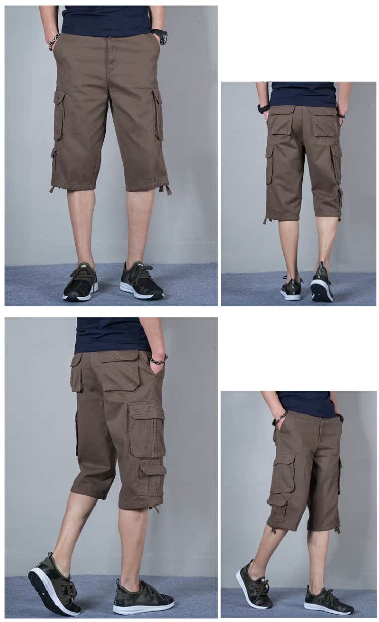 Quần short nhiều túi Quần yếm nam cắt quần mùa hè quần thể thao đi biển 7 quần cỡ lớn giản dị bảy điểm quần nam quần lửng nam