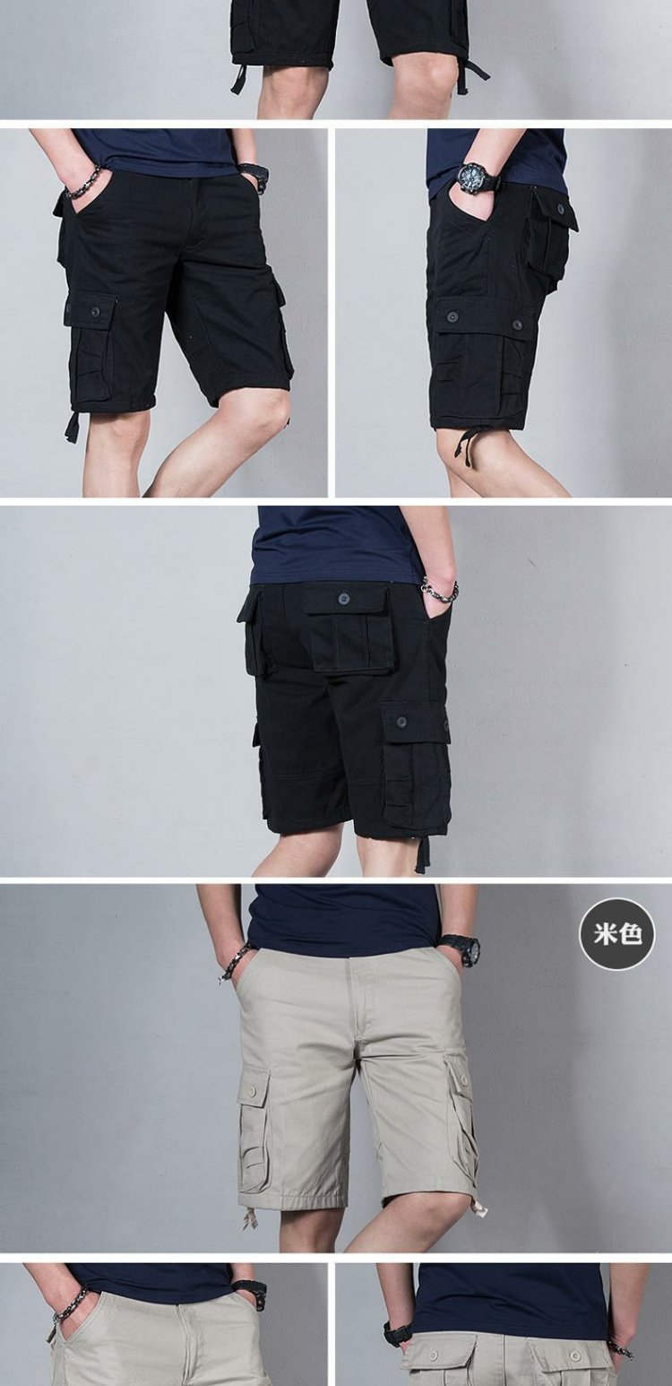 Dụng cụ quần short nam quần âu nam nhiều túi năm quần bảy điểm quần ngoài trời crot bãi biển thể thao quần đùi thời trang nam
