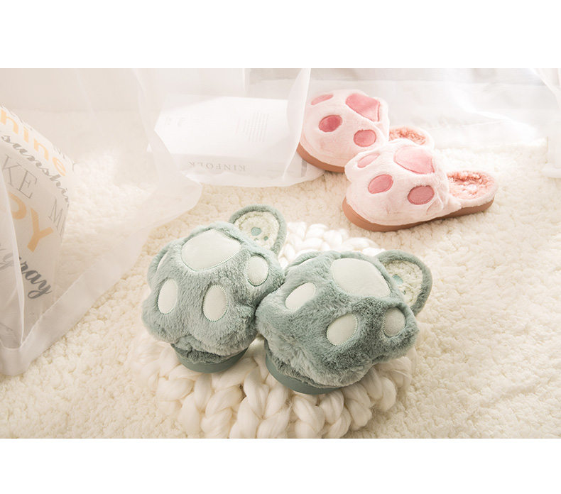 Dép cotton nữ 2018 mới dày đáy chống trượt đôi nhà hoạt hình lông thú dép mùa đông phiên bản Hàn Quốc dễ thương dép mang trong nhà