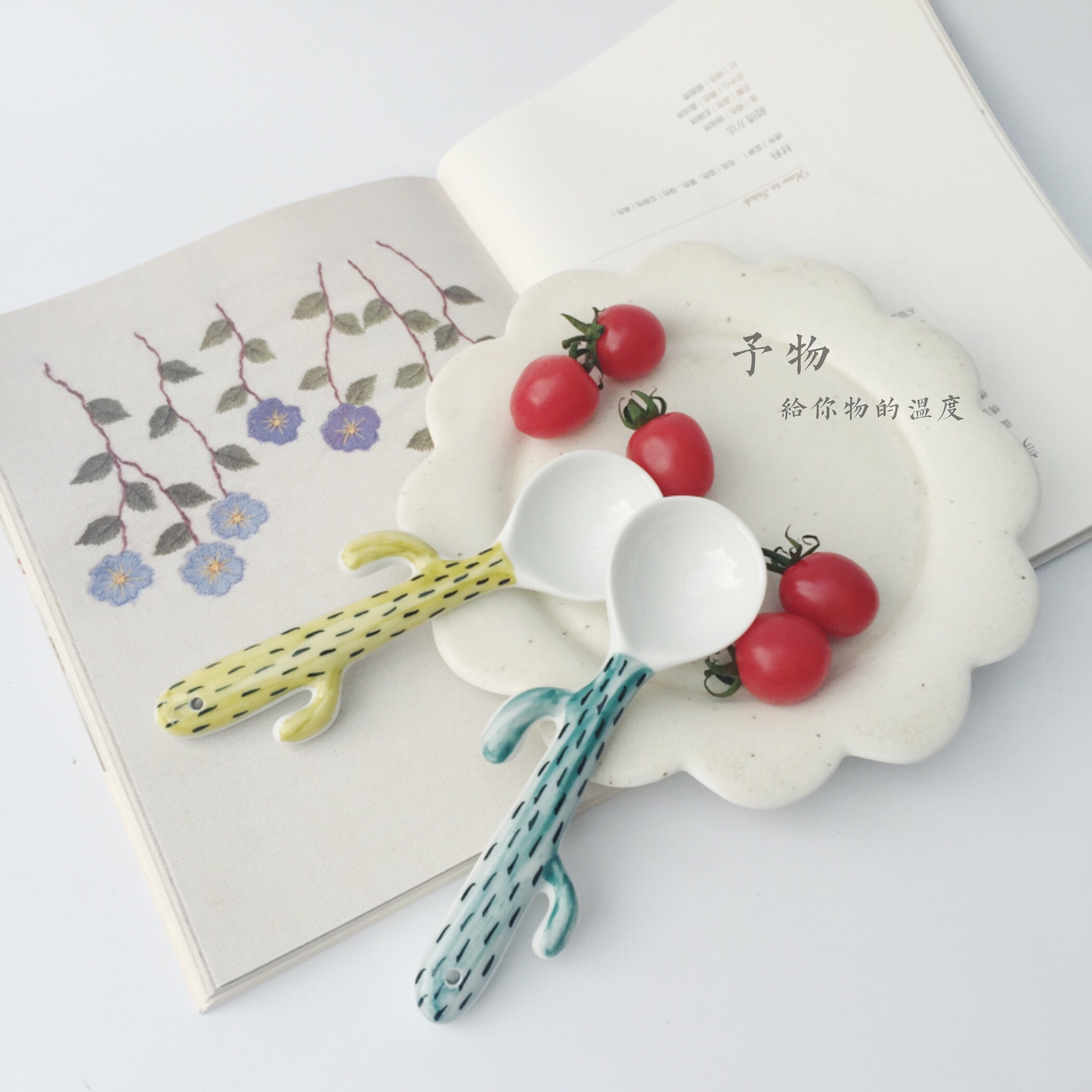 Rem) Artisanal Cactus Ceramics Little Fresher Art Nordic Brief Cute Hand Painted Spoon Soup Spoon