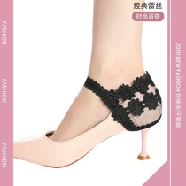 Womens high heels anti-falling artifact lace flower heel fixed without leg strap lace tie tie tie lace anti-drop strap sexy