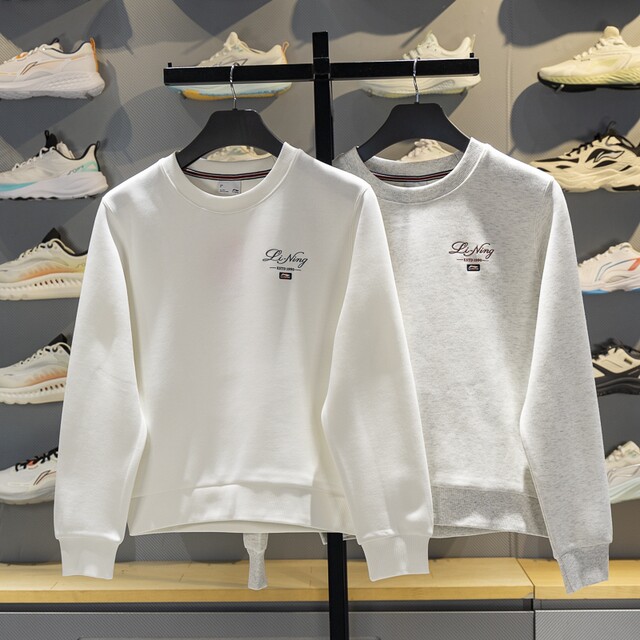 Li Ning Women's Round Neck Loose Casual Pullover Sweatshirt
