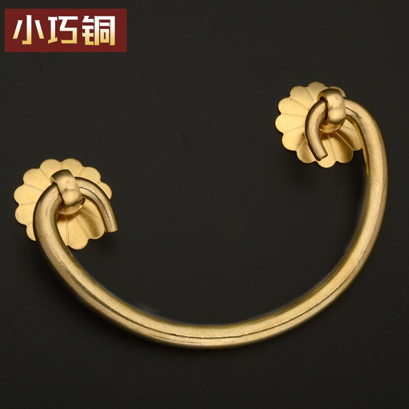 Chinese antique copper handle simple wardrobe drawer handle all copper pull ring red wood furniture hardware and copper accessories