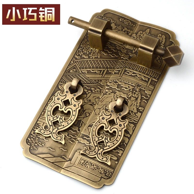 Red Wood Furniture Hardware Bronze Accessories Imitation Antique Pure Copper Cabinet Door Handle Wardrobe Whole Cupboard Door Handle Cabinet Bookcase Door Lock