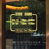 Creative Personality Business Hours Glass Stickers Milk Tea Coffee Burger Shop Doors And Windows Decoration Work Schedule Customized