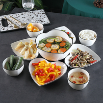 Household dish plate Ceramic dish dish set Net red with the same dish creative tableware Soup plate Breakfast plate