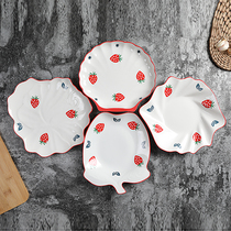 Plate Creative ceramic plate Net red plate Household dish plate Soup plate Restaurant tableware set platter Microwave oven