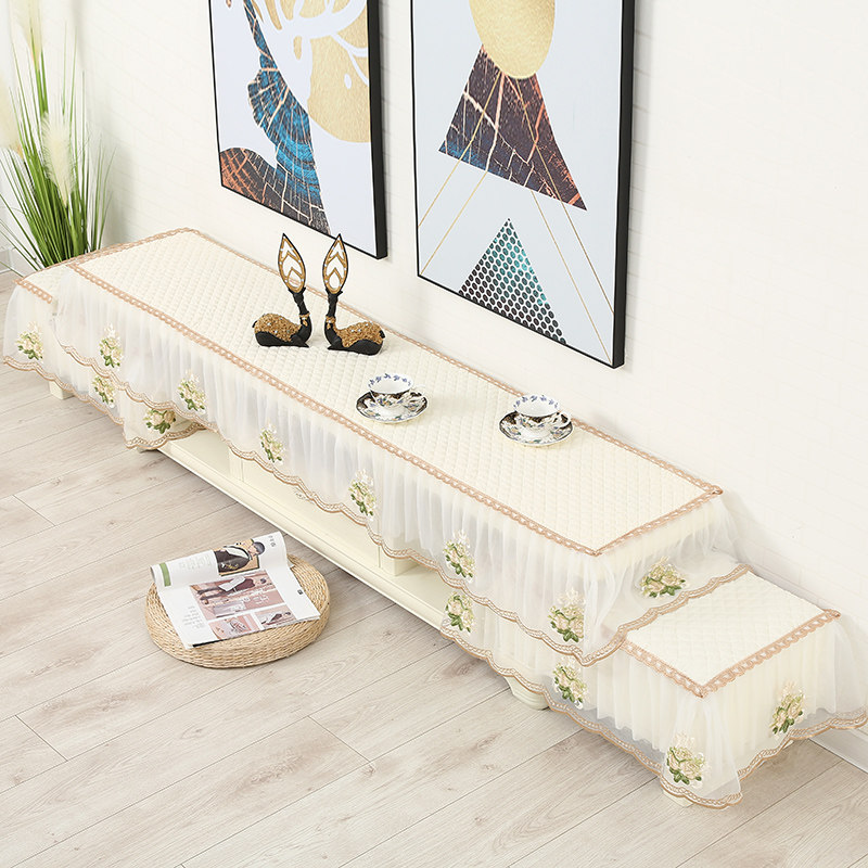 TV cabinet cover dust cover TV cabinet cover scarf cover cloth tablecloth European style pastoral fabric lace anti-slip mat dust cover
