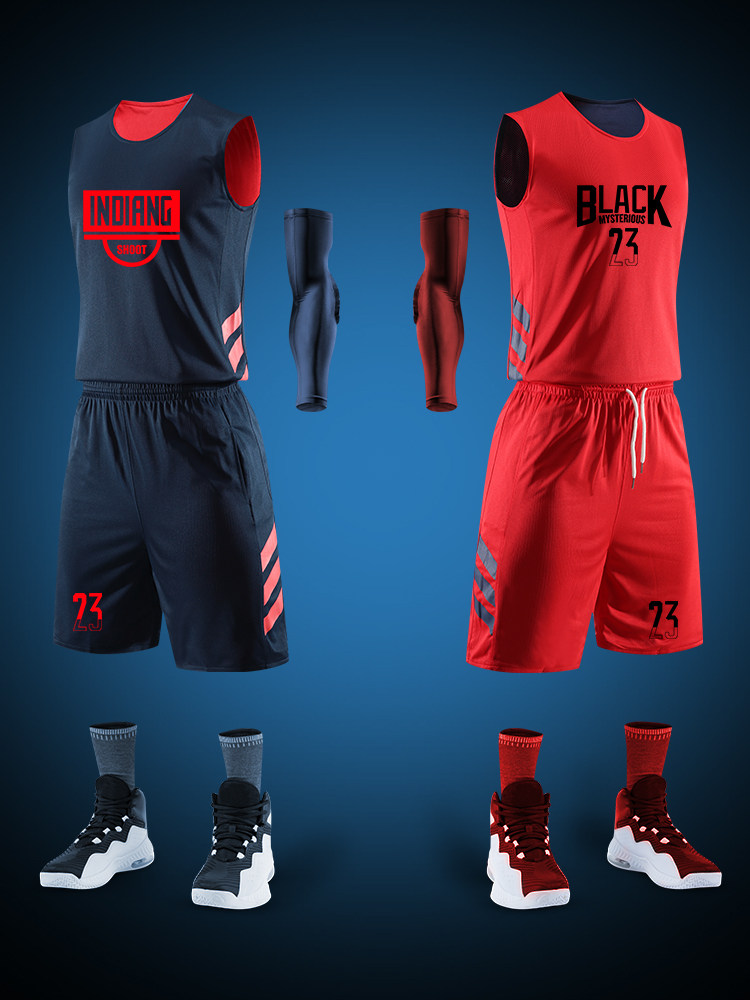 Double-sided basketball suit suit male custom student basketball game sports training uniform two sides wear vest jersey tide