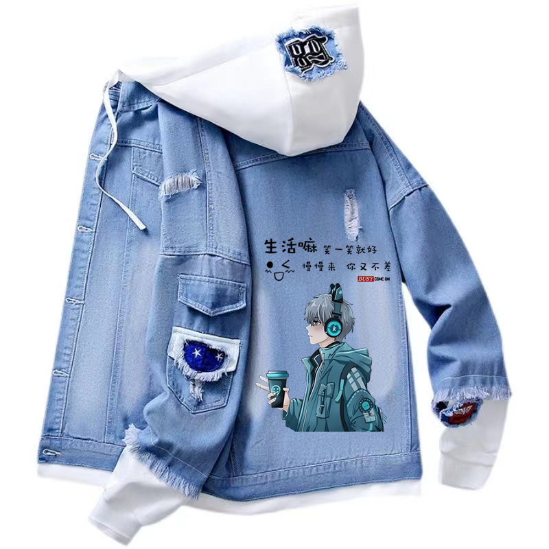 Men's Denim Jacket Spring and Autumn Trendy Brand Jacket Casual Stylish Autumn Coat Teenage Student Clothing
