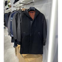 Vibe Home Special cabinet Mens wind clothes Business Body Wool Black Splicing in long section Lianhood windproof jacket X