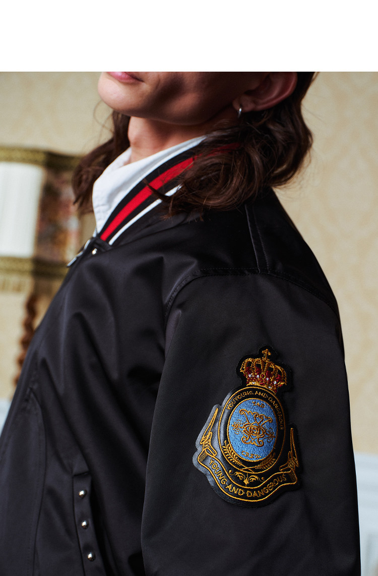 YADcrew Crown Vine Embroidered Bomber Jacket
