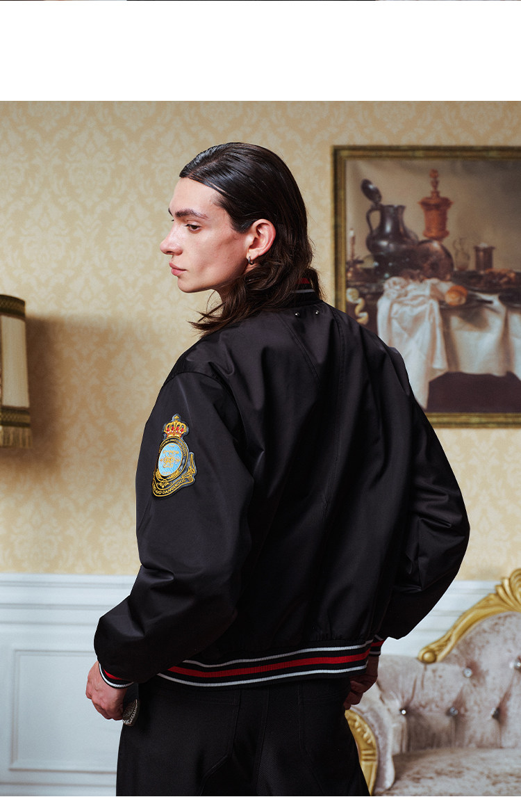 YADcrew Crown Vine Embroidered Bomber Jacket