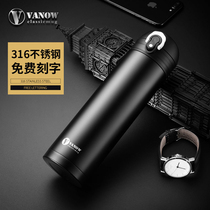 UK Vanow Thermos cup 316 stainless steel bounce cover Men and women portable car tea cup custom lettering water cup