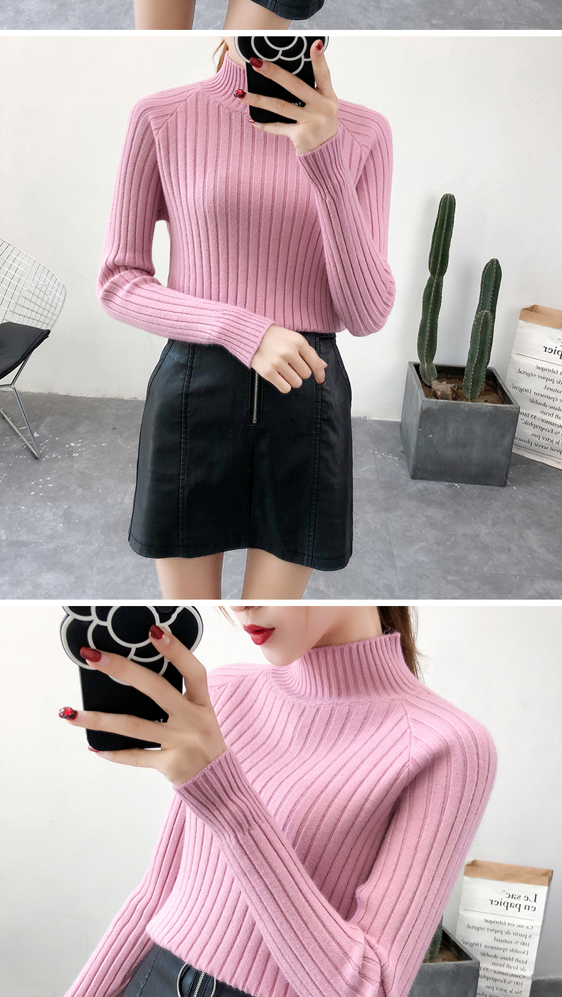 Mùa thu đông 2018 mới cho phụ nữ áo len cổ lọ cộng với nhung dày ngắn phiên bản Hàn Quốc của áo len có mũ trùm đầu áo len nữ cổ cao