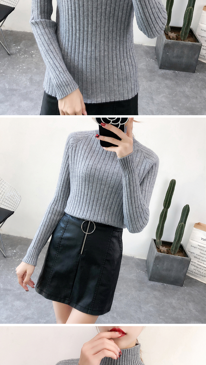 Mùa thu đông 2018 mới cho phụ nữ áo len cổ lọ cộng với nhung dày ngắn phiên bản Hàn Quốc của áo len có mũ trùm đầu áo len nữ cổ cao