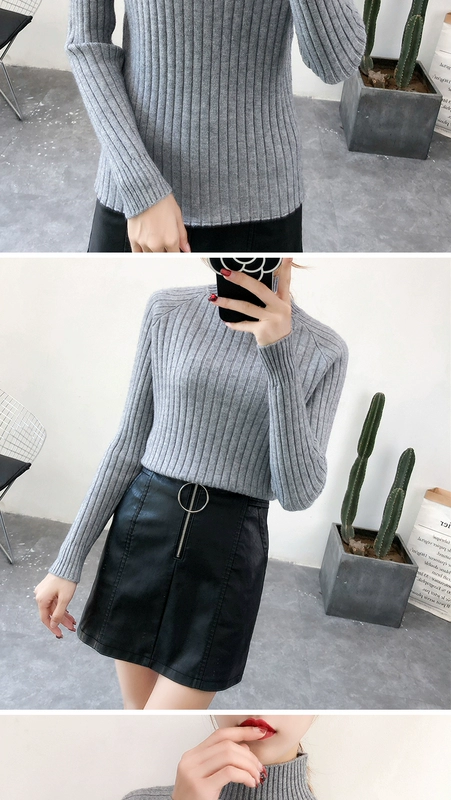 Mùa thu đông 2018 mới cho phụ nữ áo len cổ lọ cộng với nhung dày ngắn phiên bản Hàn Quốc của áo len có mũ trùm đầu