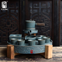 Pottery fans rough pottery stone grinding semi-automatic kung fu tea set tea tray ceramic set dry bubble table retro complete set