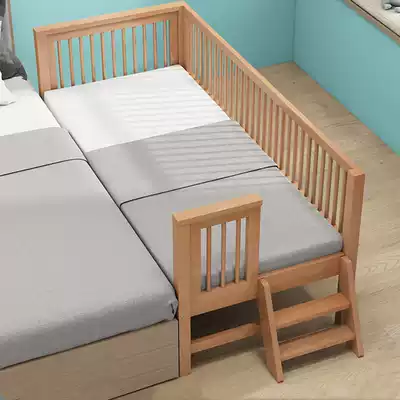 Custom solid wood children's splicing bed Large bed side widened small bed Boy girl baby bed with fence Beech bed