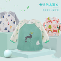 Baby reverse dressing Baby eating cover bib protective clothing summer thin cotton waterproof childrens apron rice pocket