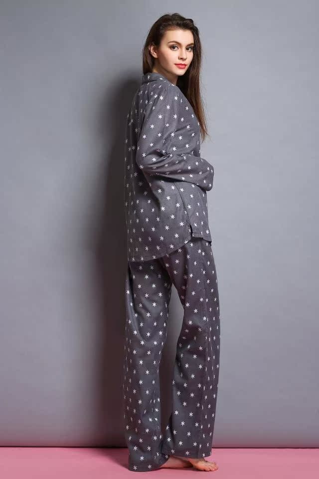 Không khí cao cấp ~ mùa xuân và mùa thu mẫu đồ ngủ nữ cotton dài tay cotton phù hợp với dịch vụ gia đình màu xám đen áo ngủ