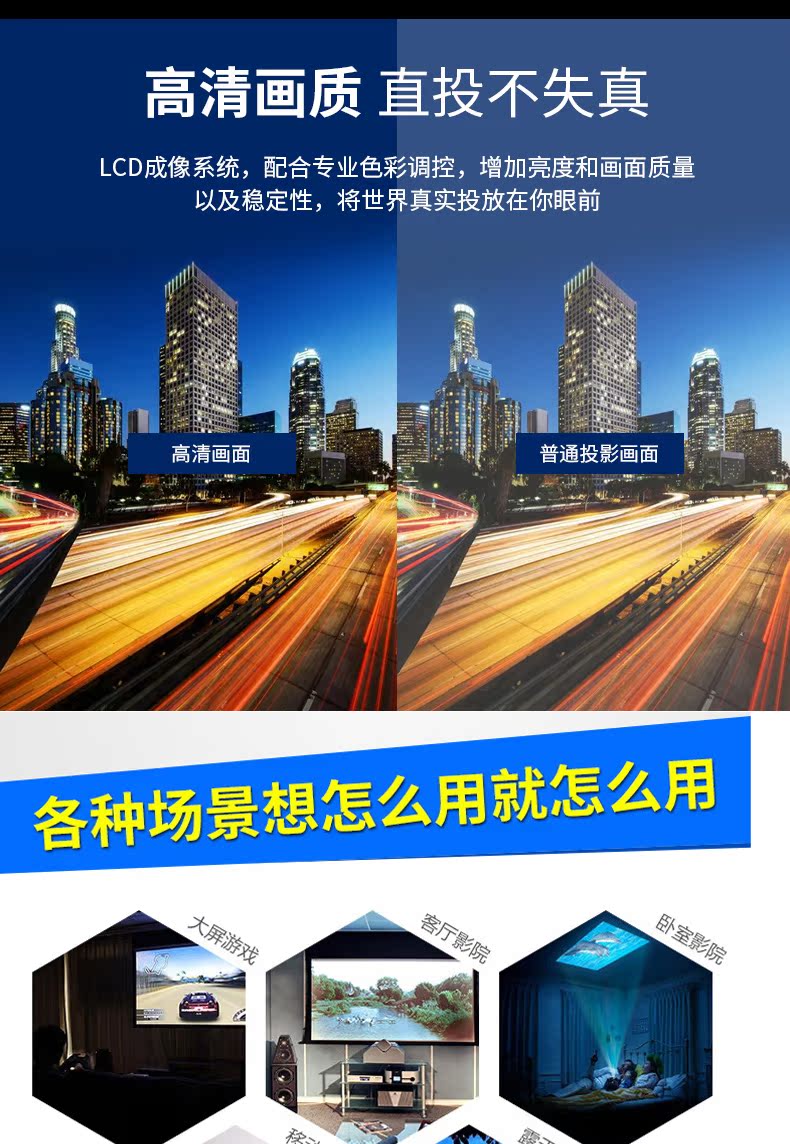2018 mới chiếu led điện thoại di động nhỏ máy chiếu gia đình Android chiếu thông minh Apple HD 1080p micro máy chiếu không dây WiFi ký túc xá không có màn hình TV rạp hát tại nhà - Máy chiếu