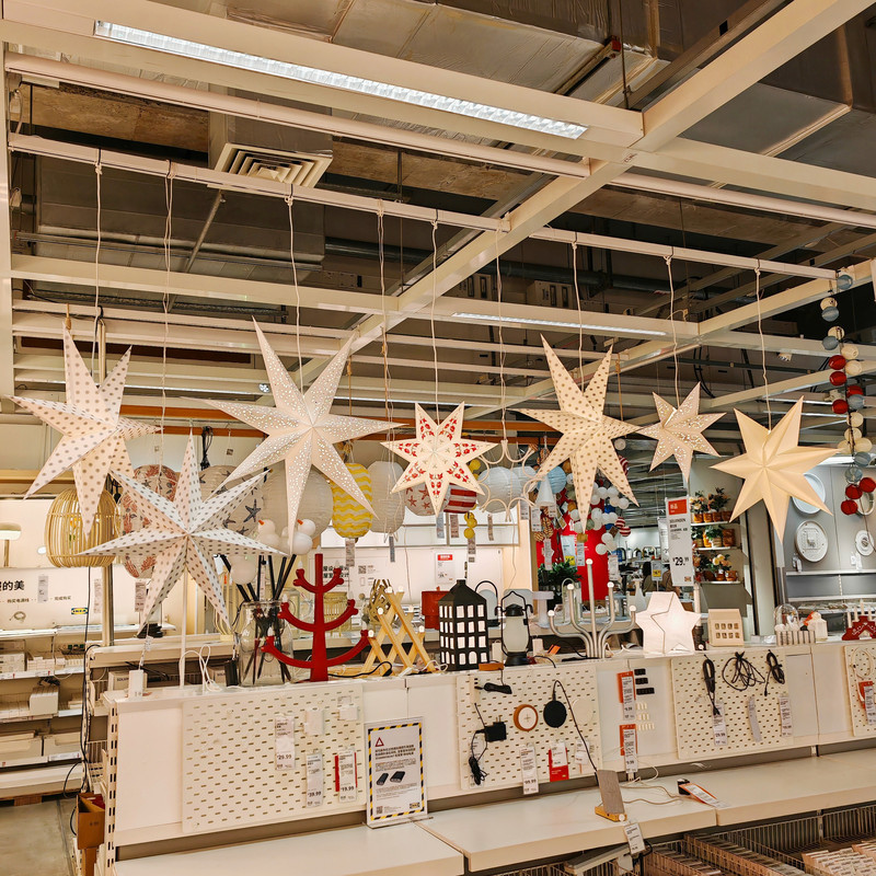 Ikea Sijila Chandelier Star Holiday Decorative Lamp Paper Lampshade Simple and Stylish Chandelier