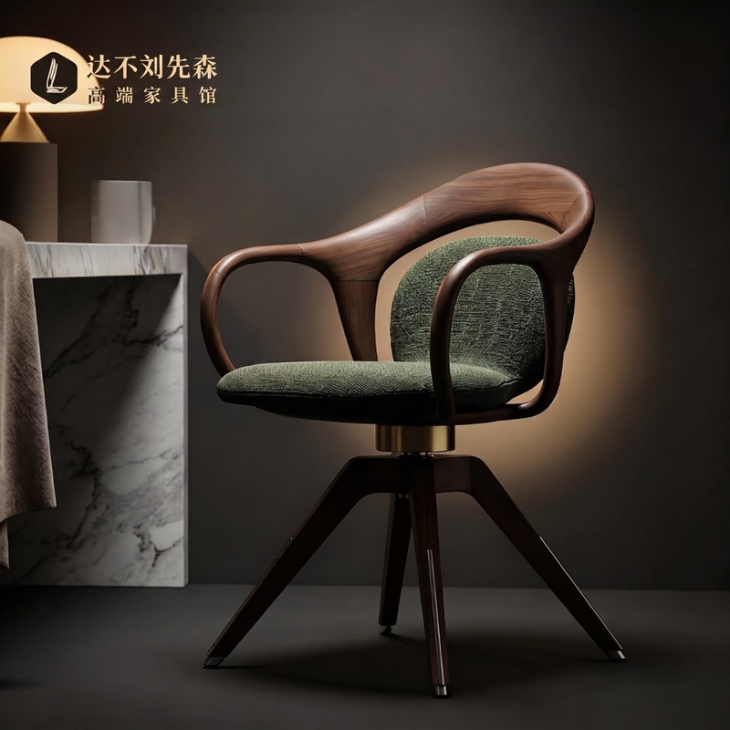 High-End 2026 New Model Swivel Dining Chair for Home Use, Bedroom Study Chair, Solid Wood Simple Office Chair, Tea Master Chair