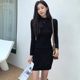 Black dress 2023 new women's autumn and winter long-sleeved slimming knitted hip skirt with temperament and inner bottoming skirt