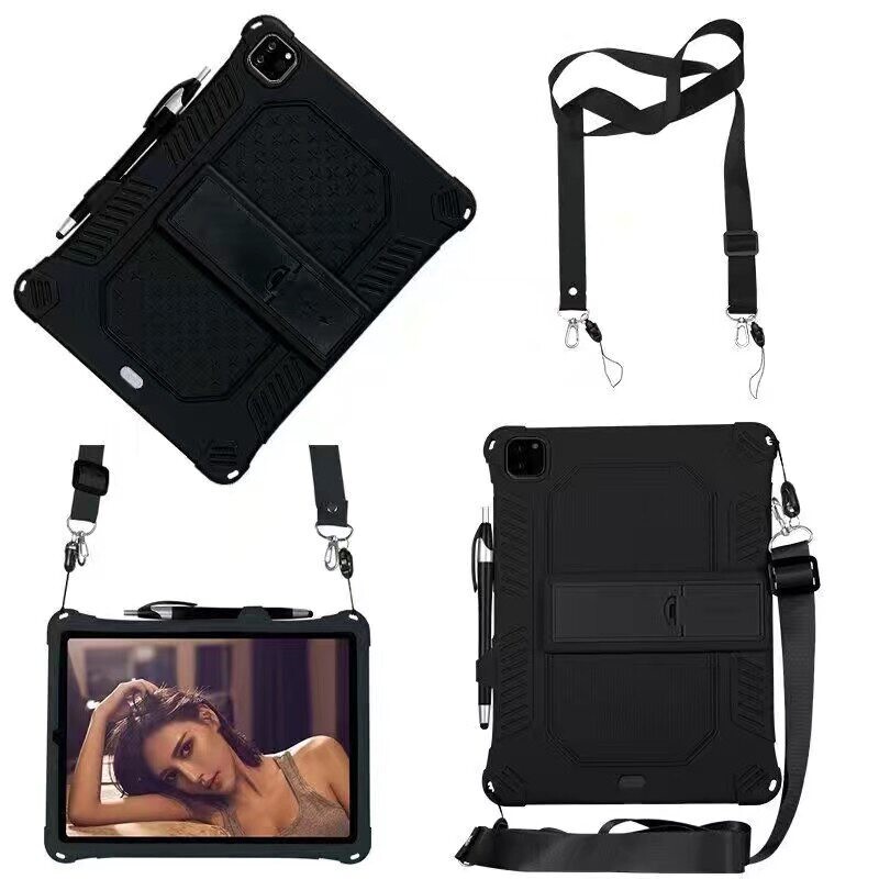 Suitable for iPad Air8 2026 Model M4 Tablet Case 11inch with Strap, Lightweight Silicone Cover, Crossbody Anti-Drop Case, Air7 Simple Hidden Stand, 11Th Generation Full-Cover Soft Case, Air6 Back Cover