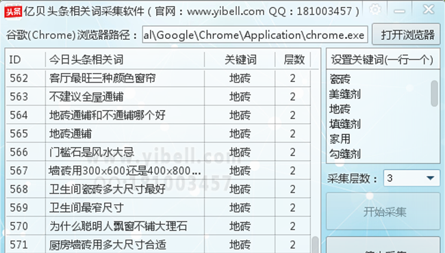 亿贝今日头条相关搜索词采集软件工具