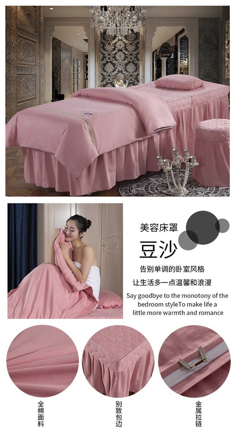 lụa Wang Fang Hàn Quốc rắn màu bông denim bedspread thẩm mỹ viện làm đẹp với thân lõi lỗ massage bedspread - Trang bị tấm mẫu ga phủ giường spa
