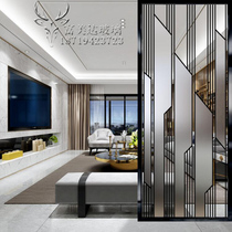 Customized modern simple European double-sided art glass screen partition wall porch frosted transparent transparent diamond light luxury