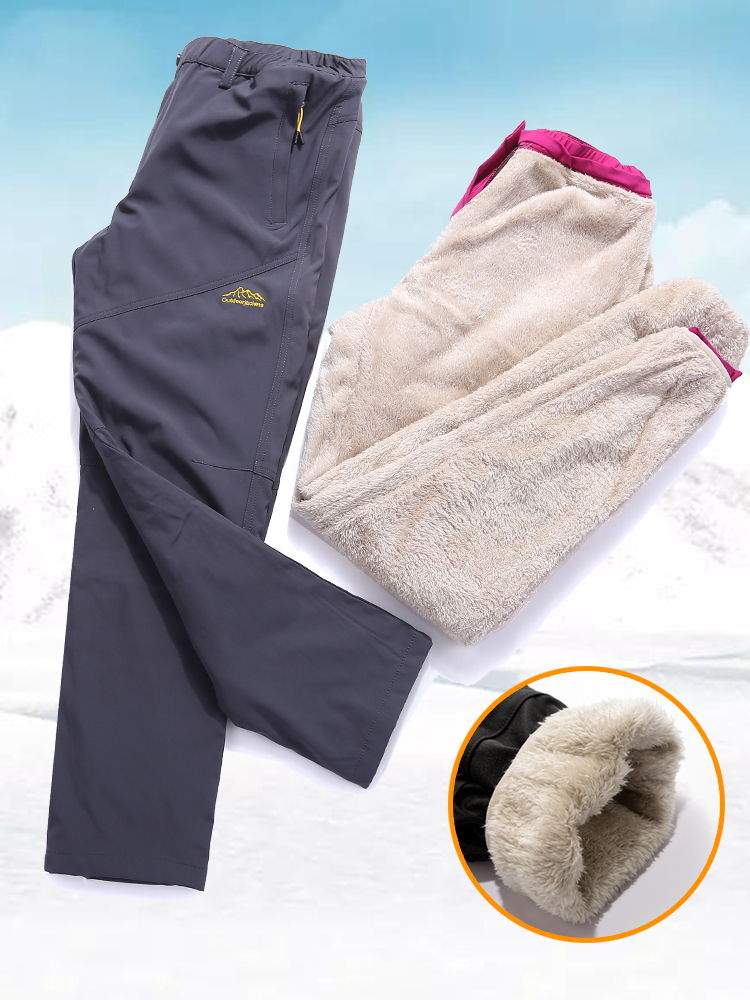 Outdoor stormtrooper pants men's and women's autumn and winter velvet thickened removable liner warm windproof waterproof wide mountaineering pants