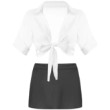 Униформа, комплект, мини-юбка, сексуальная пижама, большой размер