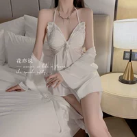 Чистый белый набор с двумя частями [Nightskirt + Overte Goot] Стиль атласа