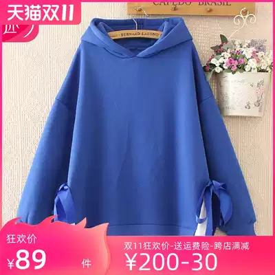 Fat sister winter clothes plus fat plus size women's loose thin foreign school fake two-piece female plus velvet sweater coat tide