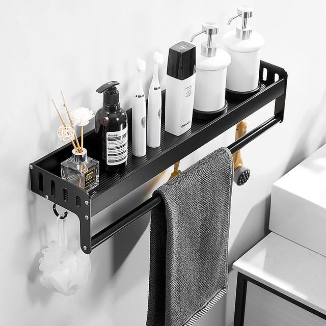 Punch-free bathroom bathroom shelf wall-mounted double-layer toilet toilet washstand towel storage shelf