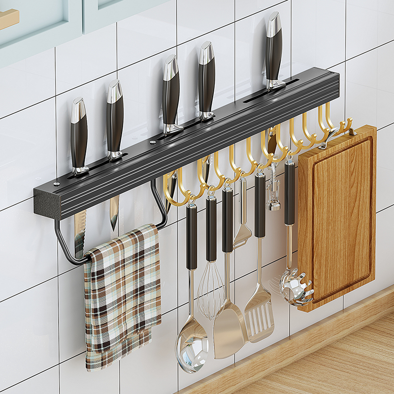 Kitchen knife rack shelve stainless steel cutter wall-mounted hook kitchen knife cutting board frame integrated multifunctional containing shelf