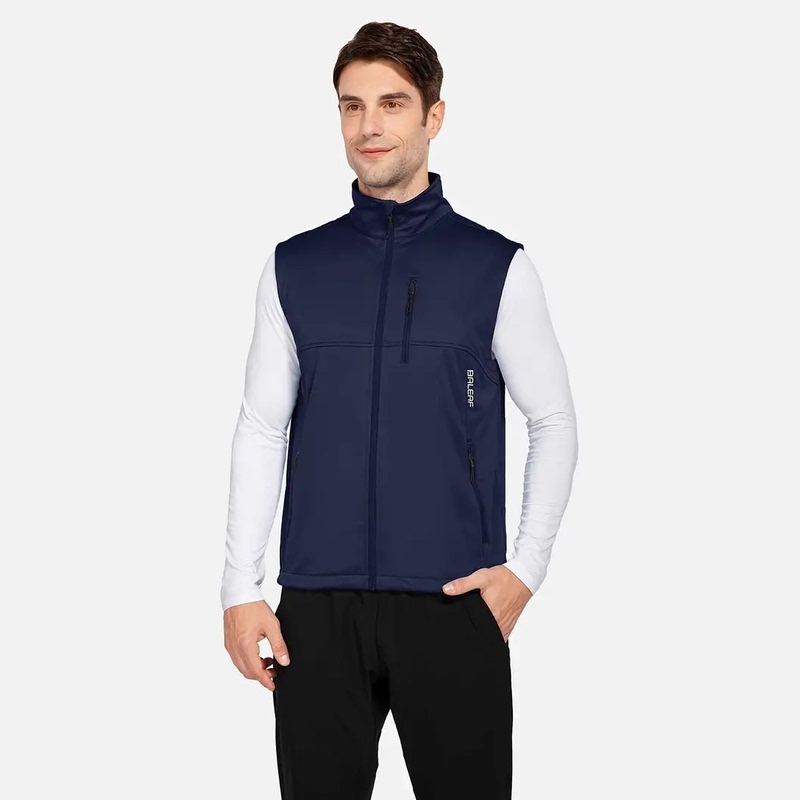 Baleaf Men's Lightweight Softshell Vest Windproof Waterproof Four-Way Stretch Multi-Pocket Outdoor Warm Vest