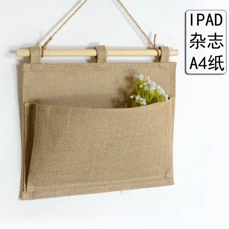 Creative Cloth Art Cotton Hemp Hanging Bag Cashier Bag Wall Hanging IPAD Magazine Bag A4 Paper Cloth Bag Wall-mounted Bag Dormitory God