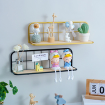 Decorative frame wrought iron wall hanging shelf storage rack gold home shop childrens room hanging wall decorative wall shelf