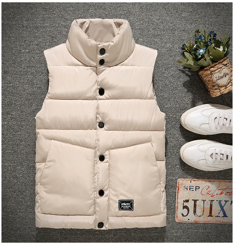 Thêm phân bón XL đứng cổ áo vest 200 pounds chất béo mm ngắn tay áo khoác nữ mùa thu và mùa đông vest vest cotton shop quần áo nữ gần đây