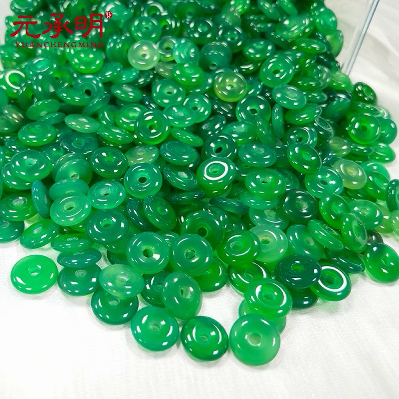 Natural Red, Green, and White Agate Chalcedony Small Peace Buckle Pendant Jewelry Accessories Bracelet Necklace Jewelry Agate