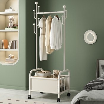 Clothes rack leather storage basket