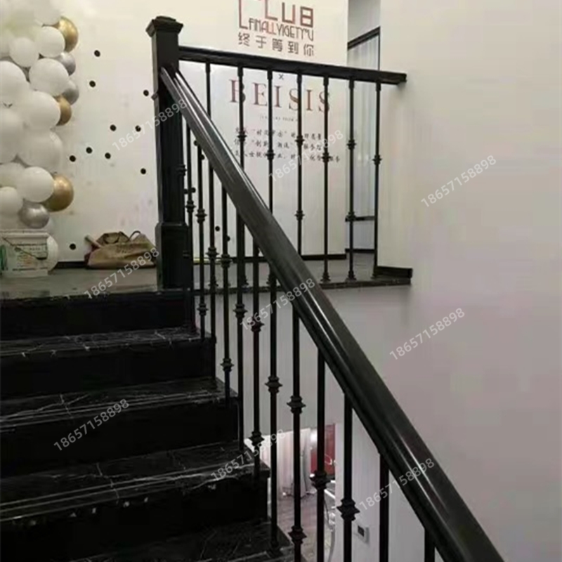 Villa Iron Art Stairway Armrest Modern Simplicity New Chinese Light Lavish Solid Wood Armrest Indoor Railing Stairway Guard Rail